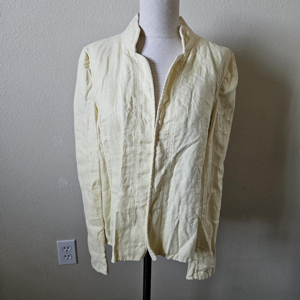 Womans Ellen Tracy Linen Yellow Jacket 8 (M)
